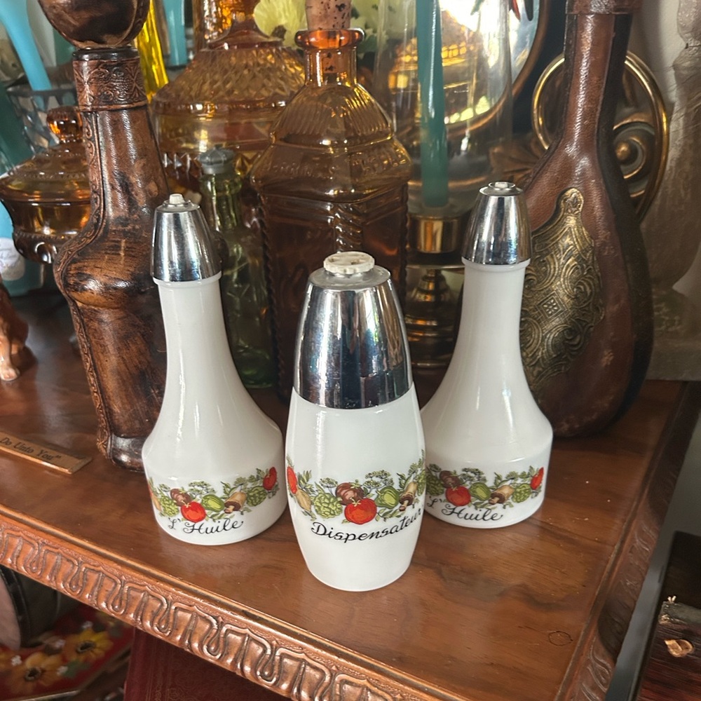 Vintage 70s Gemco Spice of Life Oil Cruets and Dispenser